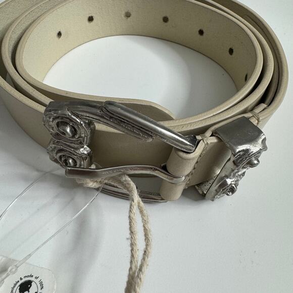 NWT FREE PEOPLE Primrose Leather Belt Mineral Silver M/L - Picture 4 of 5